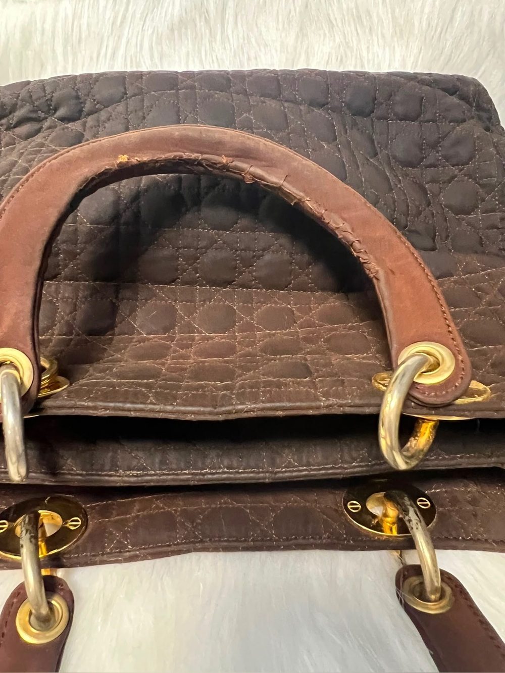 Vintage Lady Dior Quilted Black Satchel with Gold Accent Charms - Picture 6 of 16